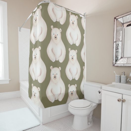 Polar Bear Kids Illustration Winter Duschvorhang (Beispiel)