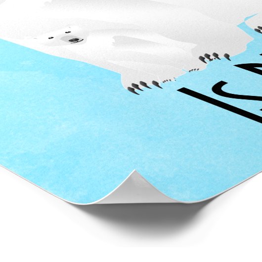 Polar Bear Klimawandel ist wahrer Protest Blau Poster (Ecke)