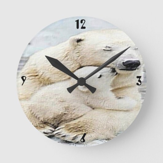 "Polar Bear Liebe" Runde Wanduhr (Vorderseite)