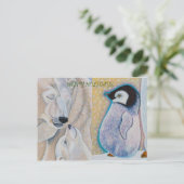 Polar Bear Liebe und Baby Penguin Postkarte (Stehend Vorderseite)