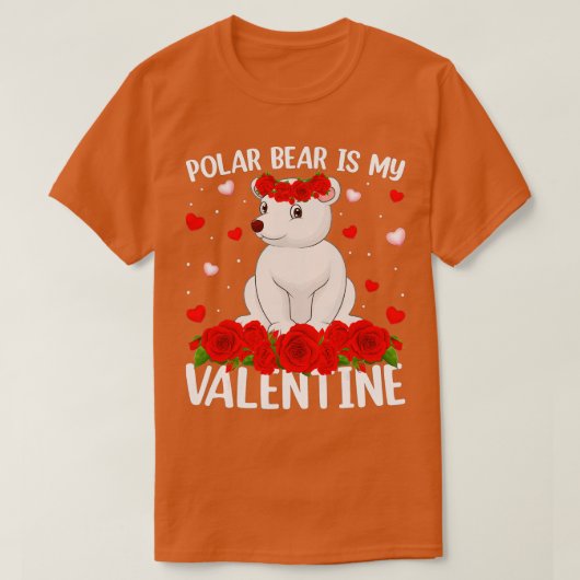 Polar Bear Lover Rote Rose Blume Polar Bear Valent T-Shirt (Design vorne)