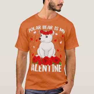 Polar Bear Lover Rote Rose Blume Polar Bear Valent T-Shirt