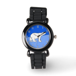 Polar Bear Mama and Cub Painting - Wildlife Art Armbanduhr
