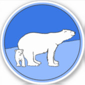 Polar Bear Mama and Cub Painting - Wildlife Art Aufkleber (Vorderseite)