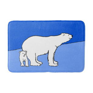 Polar Bear Mama and Cub Painting - Wildlife Art Badematte