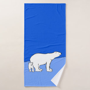 Polar Bear Mama and Cub Painting - Wildlife Art Badhandtuch Set