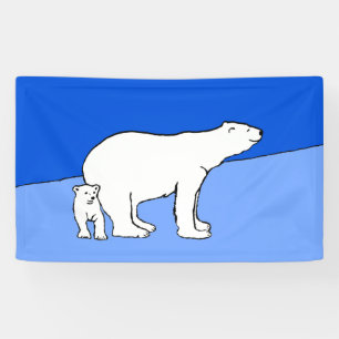 Polar Bear Mama and Cub Painting - Wildlife Art Banner