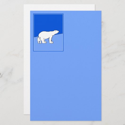 Polar Bear Mama and Cub Painting - Wildlife Art Briefpapier (Vorne/Hinten)