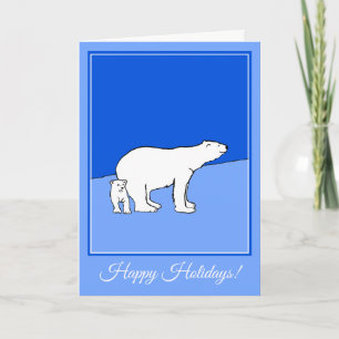 Polar Bear Mama and Cub Painting - Wildlife Art Feiertagskarte
