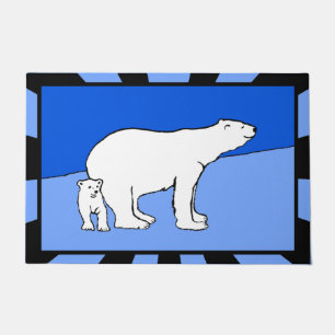 Polar Bear Mama and Cub Painting - Wildlife Art Fußmatte