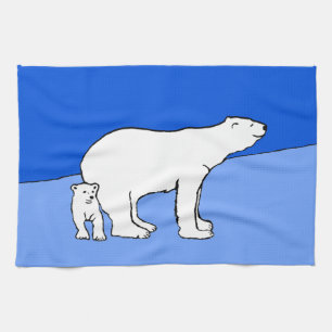 Polar Bear Mama and Cub Painting - Wildlife Art Geschirrtuch