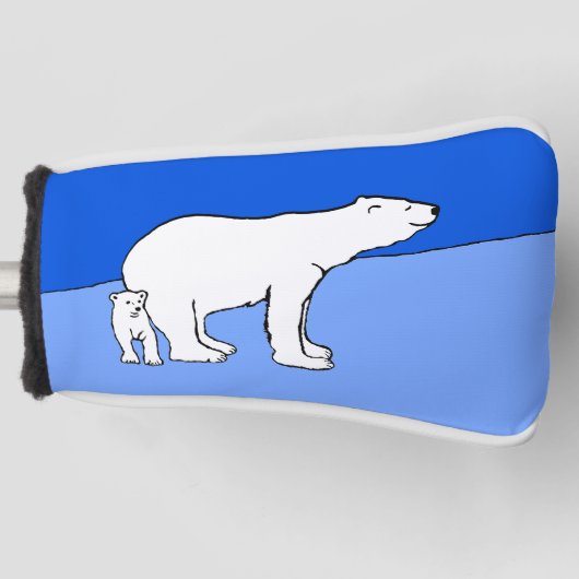 Polar Bear Mama and Cub Painting - Wildlife Art Golf Headcover (Vorderseite)
