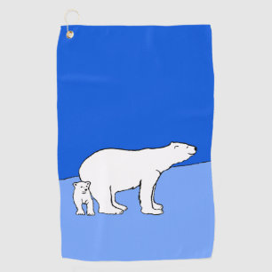 Polar Bear Mama and Cub Painting - Wildlife Art Golfhandtuch