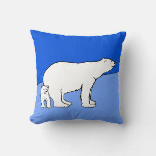 Polar Bear Mama and Cub Painting - Wildlife Art Kissen