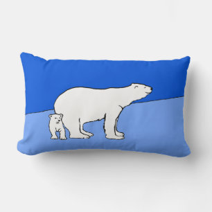 Polar Bear Mama and Cub Painting - Wildlife Art Lendenkissen