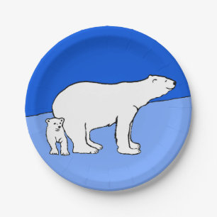 Polar Bear Mama and Cub Painting - Wildlife Art Pappteller