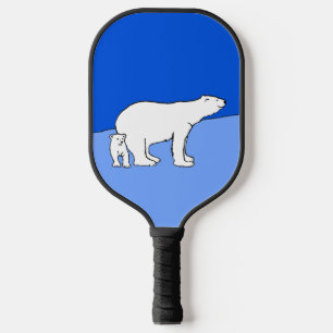 Polar Bear Mama and Cub Painting - Wildlife Art Pickleball Schläger