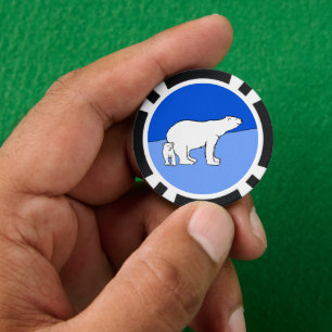 Polar Bear Mama and Cub Painting - Wildlife Art Pokerchips
