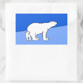 Polar Bear Mama and Cub Painting - Wildlife Art Rechteckiger Aufkleber (Tasche)