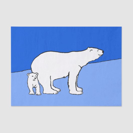 Polar Bear Mama and Cub Painting - Wildlife Art Seidenpapier (Vorderseite)