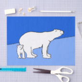 Polar Bear Mama and Cub Painting - Wildlife Art Seidenpapier (Handwerk)