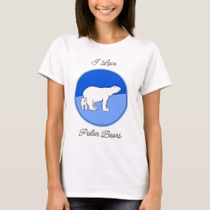 Polar Bear Mama and Cub Painting - Wildlife Art T-Shirt