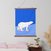 Polar Bear Mama and Cub Painting - Wildlife Art Wandteppich Mit Holzrahmen (Schlafzimmer)