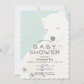 Polar Bear Mama & Cub Blue Baby Dusche Einladung (Vorderseite)