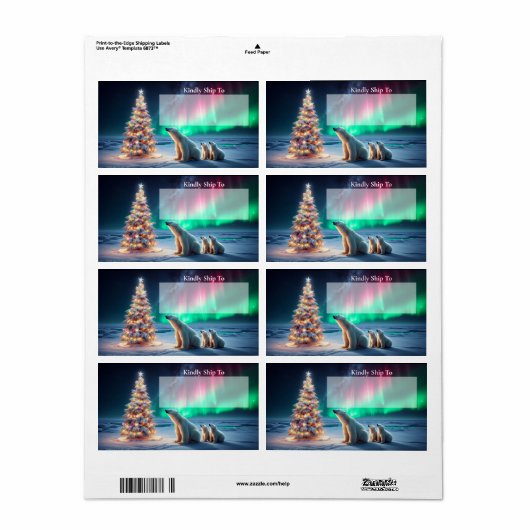 Polar Bear Mama Cubs Weihnachtsbaum Aurora Boreali (Vorne)