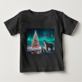 Polar Bear Mama Cubs Weihnachtsbaum Aurora Boreali Baby T-shirt (Vorderseite)