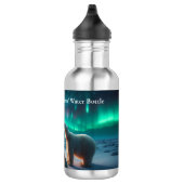 Polar Bear Mama Cubs Weihnachtsbaum Aurora Boreali Edelstahlflasche (Rechts)