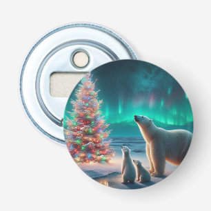 Polar Bear Mama Cubs Weihnachtsbaum Aurora Boreali Flaschenöffner