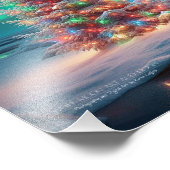 Polar Bear Mama Cubs Weihnachtsbaum Aurora Boreali Fotodruck (Ecke)