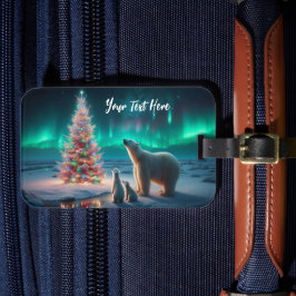 Polar Bear Mama Cubs Weihnachtsbaum Aurora Boreali Gepäckanhänger