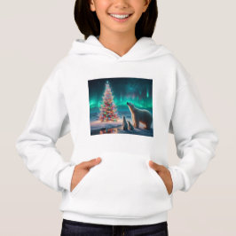 Polar Bear Mama Cubs Weihnachtsbaum Aurora Boreali Hoodie