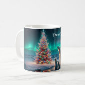 Polar Bear Mama Cubs Weihnachtsbaum Aurora Boreali Kaffeetasse (Vorderseite Links)