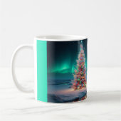 Polar Bear Mama Cubs Weihnachtsbaum Aurora Boreali Kaffeetasse (Links)
