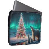 Polar Bear Mama Cubs Weihnachtsbaum Aurora Boreali Laptopschutzhülle (Vorne Rechts)