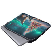 Polar Bear Mama Cubs Weihnachtsbaum Aurora Boreali Laptopschutzhülle (Vorne Knopf)