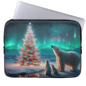 Polar Bear Mama Cubs Weihnachtsbaum Aurora Boreali Laptopschutzhülle (Vorderseite)