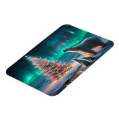 Polar Bear Mama Cubs Weihnachtsbaum Aurora Boreali Magnet (Linke Seite)