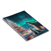 Polar Bear Mama Cubs Weihnachtsbaum Aurora Boreali Notizblock (Rechte Seite)