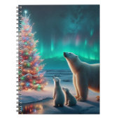 Polar Bear Mama Cubs Weihnachtsbaum Aurora Boreali Notizblock (Vorderseite)