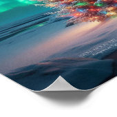 Polar Bear Mama Cubs Weihnachtsbaum Aurora Boreali Poster (Ecke)