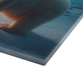 Polar Bear Mama Cubs Weihnachtsbaum Aurora Boreali Schneidebrett (Ecke)