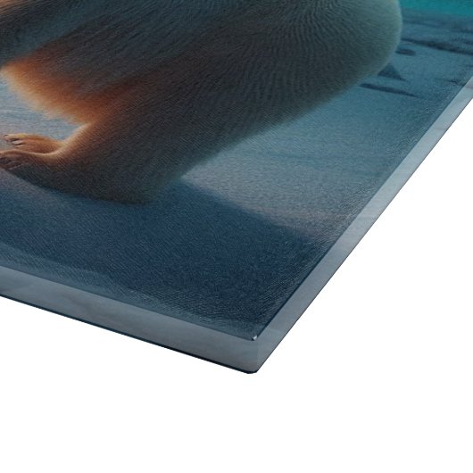 Polar Bear Mama Cubs Weihnachtsbaum Aurora Boreali Schneidebrett (Ecke)