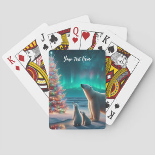Polar Bear Mama Cubs Weihnachtsbaum Aurora Boreali Spielkarten