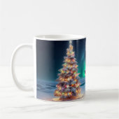 Polar Bear Mama Cubs Weihnachtsbaum Nordlichter Kaffeetasse (Links)