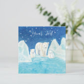 Polar Bear Mama & Two Cubs Illustration Karte (Stehend Vorderseite)