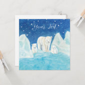 Polar Bear Mama & Two Cubs Illustration Karte (Vorderseite/Rückseite Beispiel)